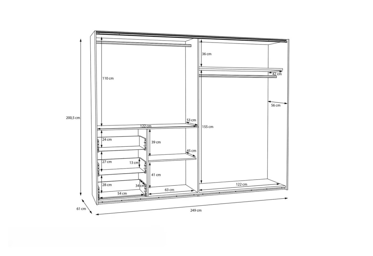 Kleiderschrank Vin L (250cm)