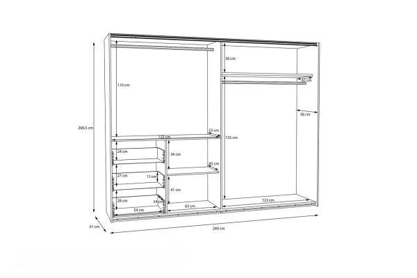 Kleiderschrank Vin L (250cm)