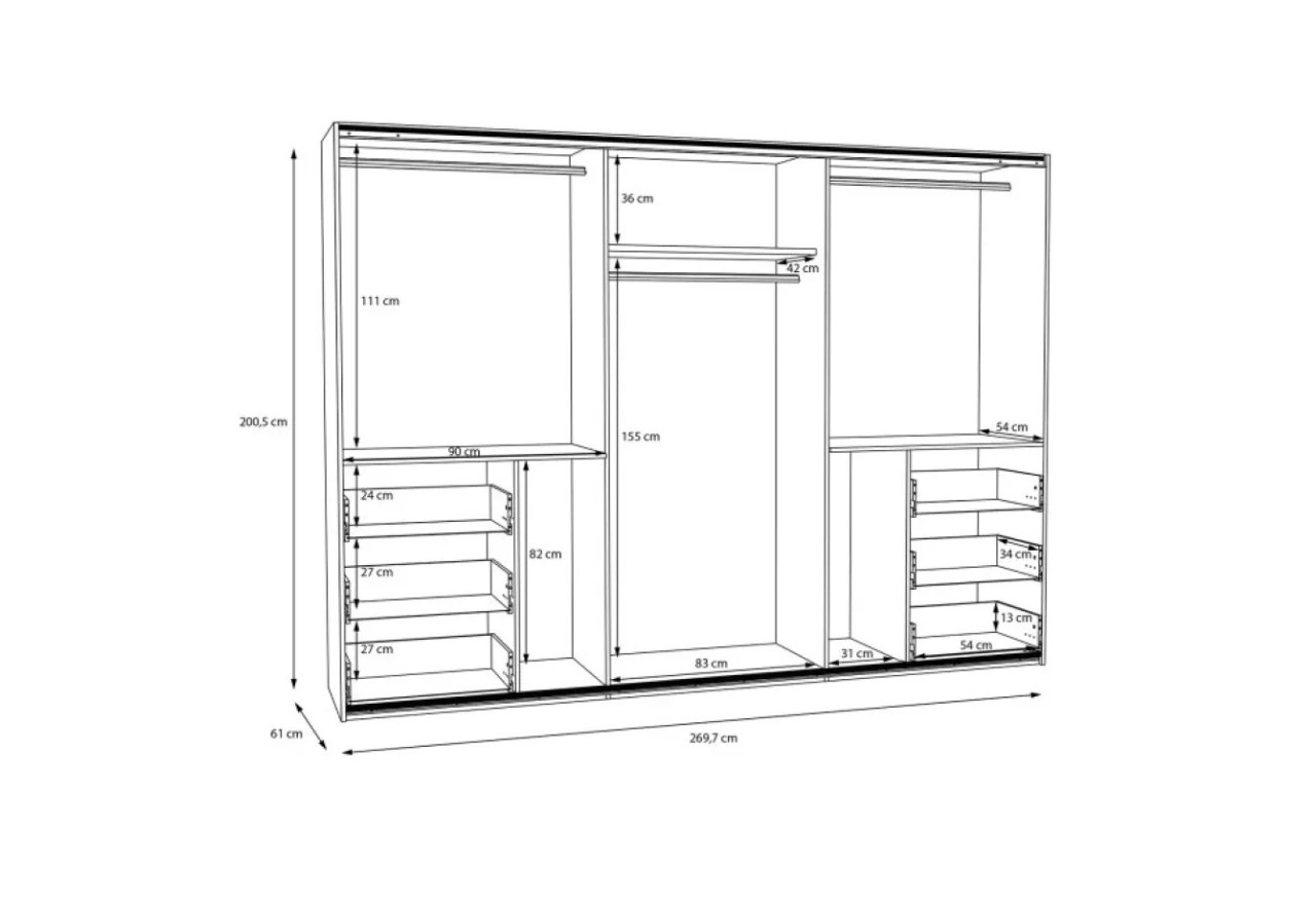 Kleiderschrank Vin XL (270cm)