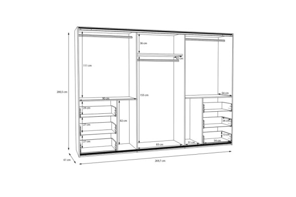 Kleiderschrank Vin XL (270cm)