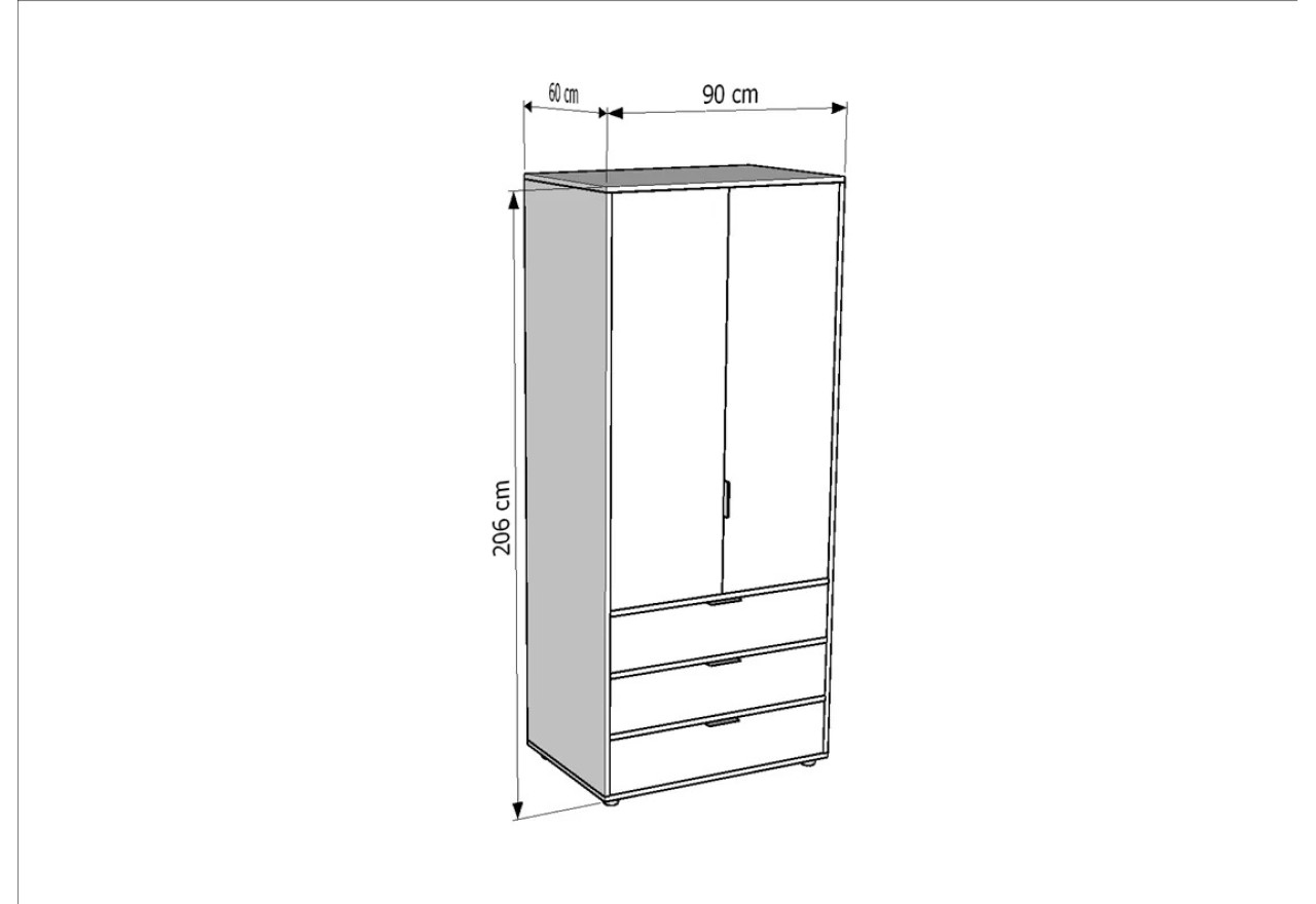 Kleiderschrank Deni S (90cm)