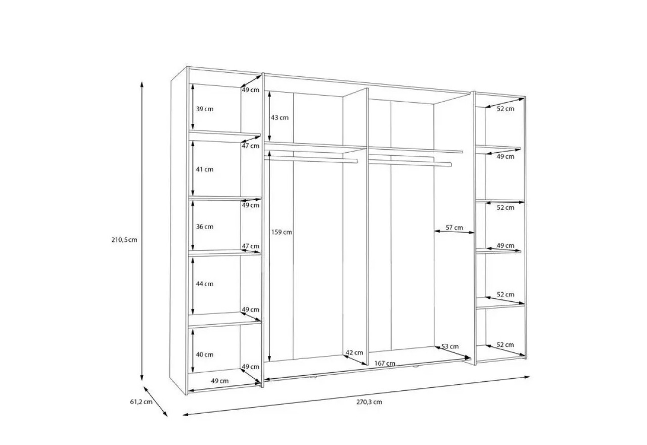 Kleiderschrank Narago Lux (270cm)